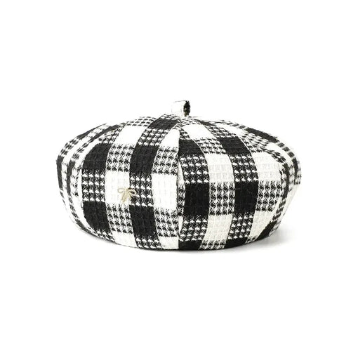 Béret Femme Coton à Carreaux