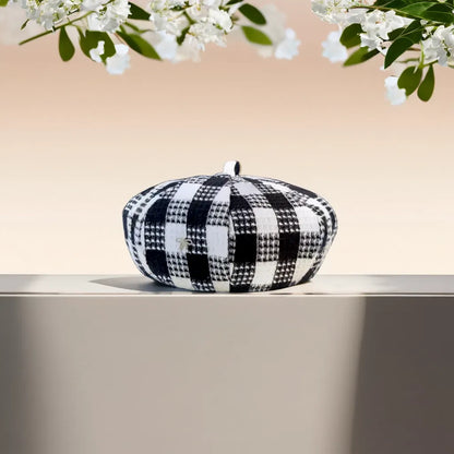 Béret Femme Coton à Carreaux